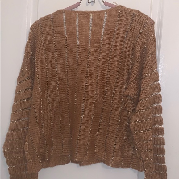 Dusty tan/rose Sweater with Gold Chain Design - Picture 2 of 4